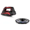 A black and red cordless iron and its charging base are displayed against a white background. Anteprima dell’immagine prodotto