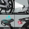 A collage of four close-up images showcasing different features of an electric bicycle. Produktbild-Vorschau