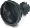 A black plastic lint filter for a washing machine, viewed diagonally from above. Produktbild-Vorschau
