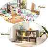 A split image showing a messy playroom before and an organized playroom after. Podgląd zdjęcia produktu
