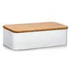 Zeller Brotkasten m. Bamboo Deckel, Metall, matt weiß - Produktbild-Vorschau 1