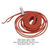 A coiled red heating cable with a spring and wires attached, lying on a white background. Text describing dimensions is visible below the product. Podgląd zdjęcia produktu