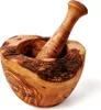 Mörser und Stößel aus Olivenholz in Naturoptik 10 cm Produktbild-Vorschau 2