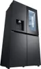 A black LG multi-door refrigerator with a glass door panel. Produktbild-Vorschau