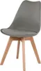A single gray chair with wooden legs on a white background. Voir les images du produit