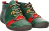 A pair of green ankle boots with colorful accents and laces, shown against a white background. Anteprima dell’immagine prodotto