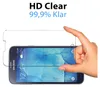 A hand is holding a screen protector over a Samsung Galaxy S5 phone. Produktbild-Vorschau