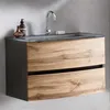 Waschtisch 80 cm Graphitgrau mit Wotaneiche Nb. LAURIA-03  Produktbild-Vorschau 2