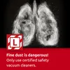 An image of lungs filled with white dust, with a safety symbol and text warning about fine dust. Produktbild-Vorschau