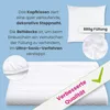Marketing image for a bedding set, showing a pillow and a duvet, with text highlighting features. Produktbild-Vorschau