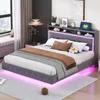 okwish Čalouněná postel 160x200 cm s USB portem a LED Náhled obrázku produktu 1
