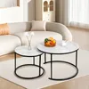 Couchtisch Rund,Satztisch 2er Set,Schwarz Marmor Couchtisch Produktbild-Vorschau 3