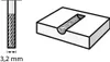 Diagrams showing a tool bit and a workpiece with a groove. Podgląd zdjęcia produktu