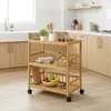Carrello da cucina Relaxdays, in bambù, 3 ripiani, per Anteprima dell’immagine prodotto 2