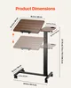 Diagram showing the dimensions of an adjustable bedside table. Náhled obrázku produktu