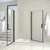 100x100x200cm Schwarze Pendeltür&Drehtür&Eckeinstieg Produktbild-Vorschau 4