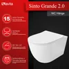 A marketing image for a wall-hung toilet, showcasing its features with icons and text. Produktbild-Vorschau