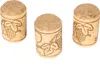 Three wine corks with grape and wine glass designs are arranged on a white background. Anteprima dell’immagine prodotto