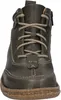A close-up front view of a green leather boot. Voir les images du produit