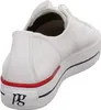 A white leather sneaker is shown from a rear, slightly elevated angle against a white background. Produktbild-Vorschau