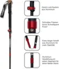 A hiking pole is shown with close-up images highlighting its features, accompanied by German text descriptions. Produktbild-Vorschau