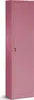 A tall, narrow pink metal cabinet with a single door and a handle with a lock. Podgląd zdjęcia produktu