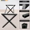 A collage image displaying a black metal table leg frame and close-up details of its construction and features. Náhľad obrázku produktu