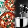 A collage showing two pizzas and a kitchen mixer. Produktbild-Vorschau