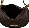 A close-up view of an open brown Valentino handbag with a repeating logo pattern. Produktbild-Vorschau