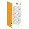 A box of 10 smoke detectors, with a side panel showing product information and a front panel displaying the smoke detectors. Produktbild-Vorschau