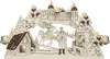 A wooden Christmas arch with a scene depicting a castle, a horse rider, and a man. Podgląd zdjęcia produktu
