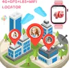 A smartwatch is depicted in a stylized isometric city map, with location pins showing children's faces. Produktbild-Vorschau