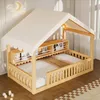 Flieks Kinderbett 90x200cm mit Led, Hausbett mit Baldachin Produktbild-Vorschau 2