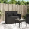vidaXL Gartenbank mit Kissen Schwarz Poly Rattan Produktbild-Vorschau 3
