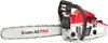 A red and white chainsaw with a black handle and chain, shown on a white background. Podgląd zdjęcia produktu