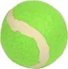 A close-up studio shot of a single green tennis ball with a beige stripe, isolated on a white background. Voir les images du produit