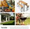 A collage of four images showing camping, a picnic table set, a modern house with a garden, and a barbecue scene. Produktbild-Vorschau