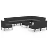 vidaXL 11-tlg. Garten-Lounge-Set mit Auflagen Poly Rattan Produktbild-Vorschau 1