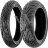 Two motorcycle tires are shown side-by-side against a white background. Produktbild-Vorschau