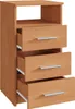 A wooden chest of drawers with three drawers and an open shelf. Produktbild-Vorschau