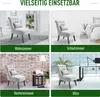 A collage of four images showing a gray armchair in different room settings: a living room, a bedroom, a conference room, and an office. Voir les images du produit