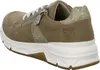 Side view of a brown and beige sneaker with a white sole and gold accents. Produktbild-Vorschau