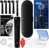 A collage of an electric toothbrush set, including the toothbrush, replacement heads, charging accessories, a travel case, and floss picks. Náhľad obrázku produktu