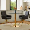 Tisch-Stuhl-Set, Glastisch Ø85cm, Metallstütze, 2 Produktbild-Vorschau 3