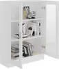 A white cabinet with glass doors, filled with books and decorative items. Náhled obrázku produktu
