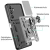 An exploded view of a phone case with labels pointing to its components. Produktbild-Vorschau