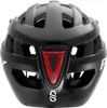 A black bicycle helmet with a red taillight on the back. Náhľad obrázku produktu