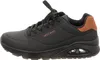A side view of a black Skechers sneaker with brown accents. Produktbild-Vorschau