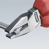 A close-up view of the jaws of a pair of pliers gripping a small cylindrical object. Voir les images du produit