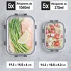 Sada 10 vzduchotěsných skleněných krabiček na oběd bez Náhled obrázku produktu 2